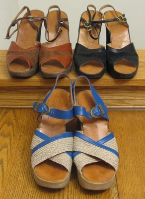 Lote De Colección De 3 TACONES/SANDALIAS FAMOLARE Correa Tobillo Plataforma CUÑA Talla 7.5 M Foto 1 de 4