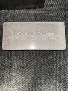 Vintage 1960s Valuable Papers Pressed Steel Metal Insurance Box Bonds Receipts - Picture 1 of 6
