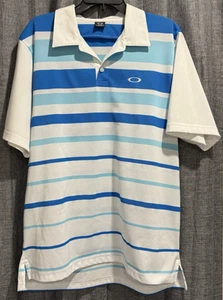 Polo uomo Oakley taglia XL righe bianche/blu logo ricamato usata in ottime condizioni - Foto 1 di 7