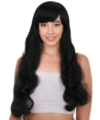 Peluca larga rizada con flecos HPO para mujer adulta, opción de varios colores, HW-7555 Foto 1 de 4