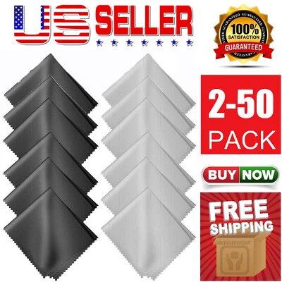 Pacote com 2-50 limpadores quadrados de pano de limpeza de óculos de microfibra tela telefone câmera - Imagem 1 de 4