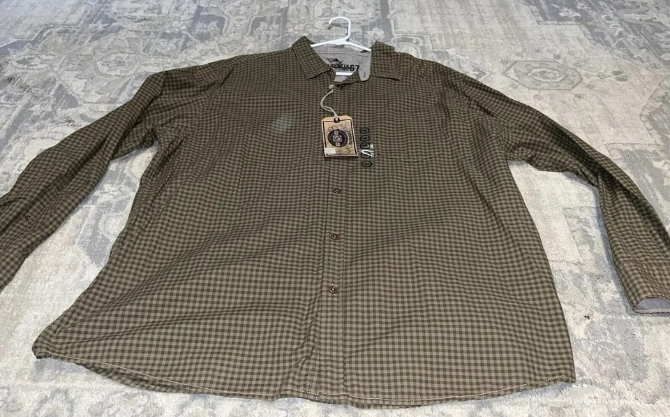 Новый мужской по всему миру SPORTSMAN длинным рукавом рубашка на пуговицах sz XXL 2XL коричневый чек - Изображение 1 из 4