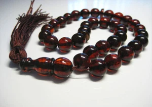 Islamic Prayer Beads Preesed Cherry Baltic Amber 33 beads 22 g. !!! - Imagen 1 de 6