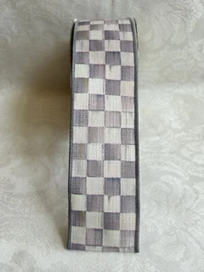 (1 Yard) Mackenzie Childs STERLING CHECK Wired 2" Ribbon NEW m24-se - Picture 1 of 3