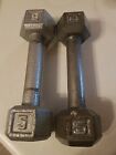 Pair of 5 Lb Pound Hex Cast Iron Dumbells Hand Weights (2 x 5lbs = 10 lbs total)