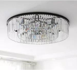 24" Black Crystal Chandelier - 9 E12 Sockets & 16" Adjustable Chain - Picture 1 of 9