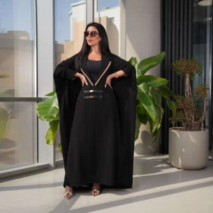 Women Muslim Open Cardigan Abaya Maxi Dress Vintage Kaftan Long Robes Dubai Gown - Bild 1 von 26