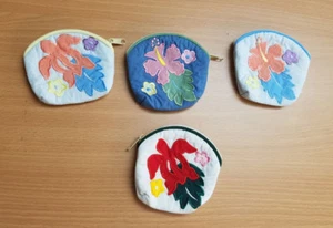 Hawaii Hibiskus Schildkröte Blume Handarbeit Quilt Geldbörse in verschiedenen Farben - Bild 1 von 9