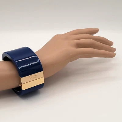 CAROLINE HILL СИНИЙ/ЗОЛОТОЙ ТОЛСТЫЙ ЖЕСТКИЙ ПЛАСТИКОВЫЙ БРАСЛЕТ - Изображение 1 из 4