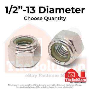 1/2"-13 Stainless Steel Nylon Insert Hex Nuts (Choose Qty) - Picture 1 of 7