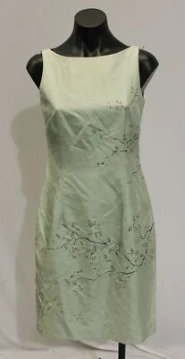 Ann Taylor Women's Sleeveless Floral Silk Sheath Dress NC3 Sage Green Size 4 - Image 1 of 4