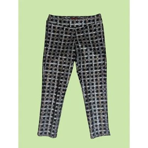 Pantalones Krazy Larry Pull-On 4 Negro Plata Cuadros Metálicos Para Mujer’s - Imagen 1 de 4