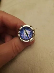 Large Purple Demon Eye Ring Steel Size UK P+1/2 And USA 7.75 - Picture 1 of 4
