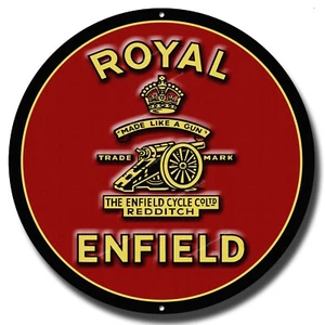 ROYAL ENFIELD 12" RUNDES METALLSCHILD. KLASSISCHES ROYAL ENFIELD GARAGENDEKOR. - Bild 1 von 1