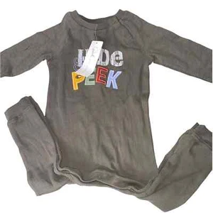 Pijama térmico de oliva infantil para niños Peek nuevo con etiquetas 18-24 M - Imagen 1 de 4
