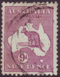 9d PURPLE KANGAROO 3RD WATERMARK DIE II SG39 USED (A12476) - Picture 1 of 1