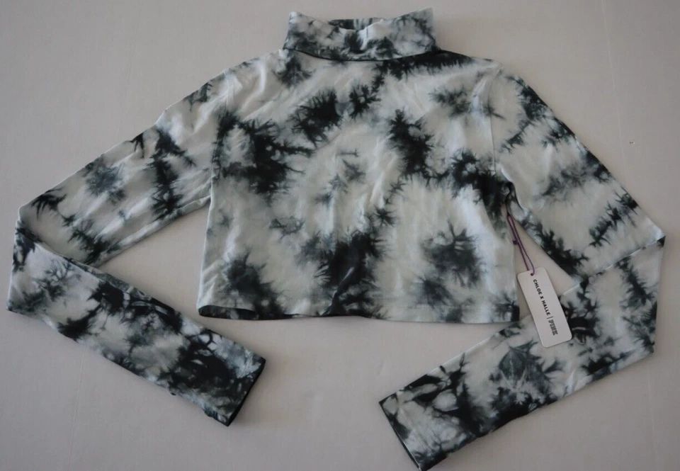 Victoria Secret Pink x Chloe x Halle Women's Sz L Tie Dye Cropped Turtleneck
