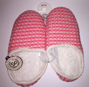 Pantuflas de zueco de punto para mujer ""CORAL/MARFIL"" talla M(7-8) nuevas con etiquetas cálidas acogedoras cómodas - Imagen 1 de 6