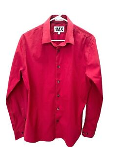 Express 1MX Men Extra Slim Fit Red Dress Shirt Size Large 16 -16 1/2 , Pre-owned