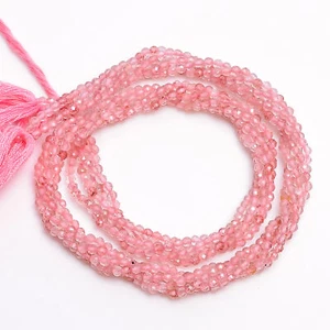 Cuentas redondas facetadas de cuarzo rosa natural de 2,5 mm 33 cm hebra - Imagen 1 de 2