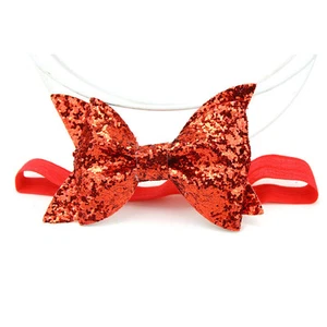 Baby Girl Kid Child Sequin Glittery Stretchy Elastic Bow Headband Hair Head Band - Picture 1 of 15