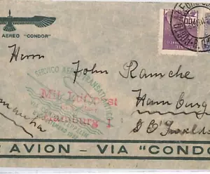 BRAZIL GRAF ZEPPELIN CONDOR Air Mail Cover Porto Alegre GERMANY 1932 YV218 - Picture 1 of 14