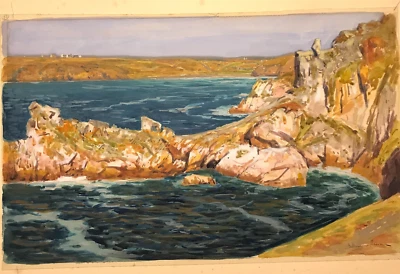 Baie des trépassés signé BELLANGER ADHEMAR Finistère Bretagne tableau peinture - Photo 1/4