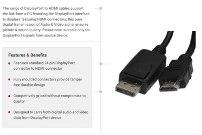 Videk 2419-1 Display Port Plug to HDMI Cable 1m 1 Metre Black - Image 1 of 4