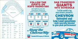 1972 San Francisco Giants pocket schedule sponsored by Chevron