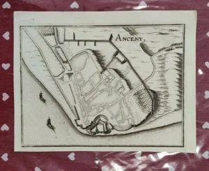 ANCIENT OROGINAL ENGRAVING CARTE MAP ANCENY XVII SEC. - Picture 1 of 2