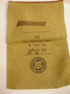 vintage First National Bank & Trust Co, Milford, Del. canvas bank bag - Picture 1 of 7