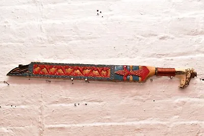Old South East Asian Mandau Dayak Headhunters Sword Borneo Finely Carved Handle • 381.16£