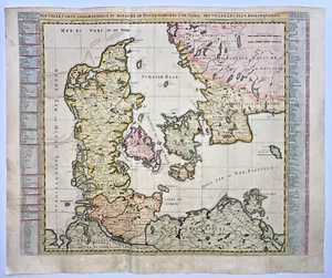 DENMARK 1720 HENRI CHATELAIN VERY LARGE ANTIQUE ENGRAVED MAP 18TH CENTURY - Picture 1 of 12