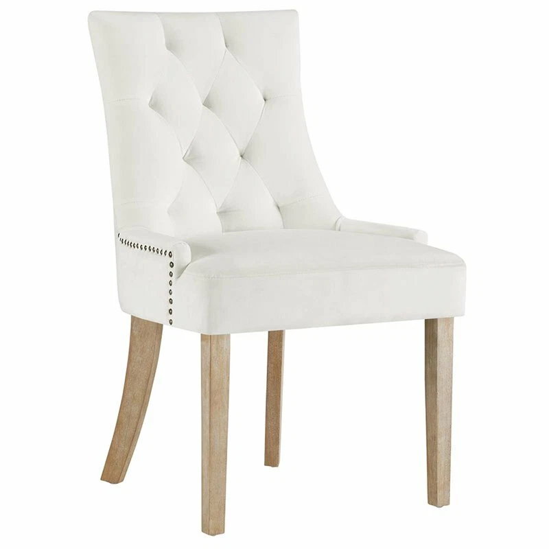 Modway Pose Velvet Dining Side Chair in Ivory