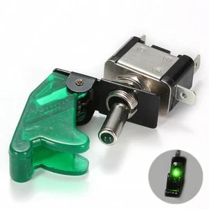 Light Ignition Switch Toggle with Cover Constant 20 Amps 12-Volts Green - Picture 1 of 2
