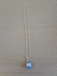 Silver 925 Mexican Aztec Calendar Turquoise Inlay Double Sided Pendant Necklace - Picture 1 of 8