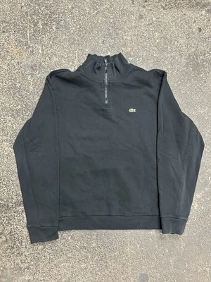 Sudadera Lacoste 1/4 Cremallera Mujer’s XXL Negra Recortada Preppy Clásica Foto 1 de 4
