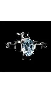 925 Sterling Silber Ring  Oval Himmelblau Topas 8x6mm Spinell Edelstein Schmuck - Bild 1 von 4