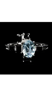 925 Sterling Silber Ring  Oval Himmelblau Topas 8x6mm Spinell Edelstein Schmuck - Bild 1 von 4