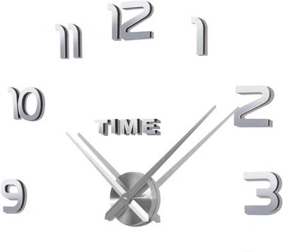 3D Large Wall Clock Acrylic Modern DIY Mirror Surface Sticker Office Decor Home - image 1 of 4