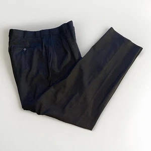 LL Bean 100% Wool Men's Size 36 Charcoal Black Adjustable Waist Pleated Pants - Picture 1 of 7