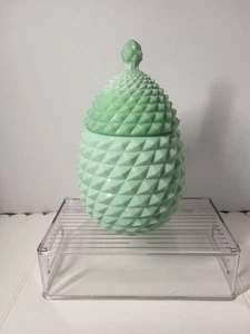 Plato cubierto de jadeíta de vidrio de escoria con punta de diamante Westmoreland de colección, 9,5 pulgadas difícil de encontrar - Imagen 1 de 8