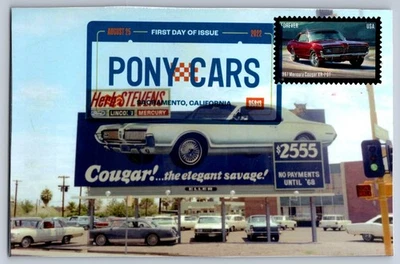 #5718 Pony Cars 1967 Mercury Cougar FDC Maxi Card w/DCP Cancel - Image 1 of 2