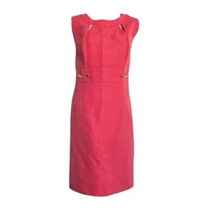 Tahari Arthur S Levine Coral Sheath Dress Plus Sz 16 Buckle Sleeveless A-line - Picture 1 of 8