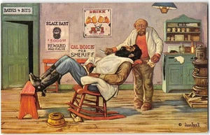 BLACK BART Outlaw Western Comic COWBOY Barber Shop 1950s Vintage Postcard - Picture 1 of 2
