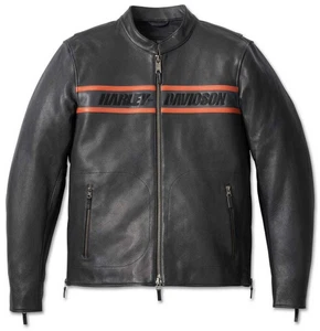 Harley-Davidson® Men’s Victory Lane II – Black/Brown Motorcycle Leather Jacket - Picture 1 of 10