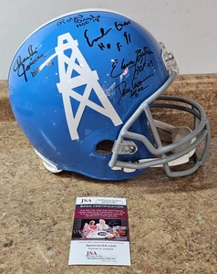 Houston Oilers Signed Full Size Helmet JSA COA Earl Campbell + 4 More Players - Picture 1 of 10