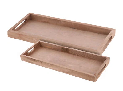 Holz Kerzen Tablett natur 2er Set - 50 / 45 cm - Tisch Deko Teller Obst Schale - Bild 1 von 4