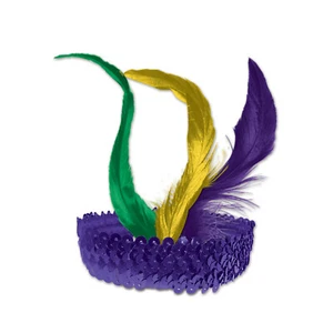 Fascia flapper paillettes con piume accessorio costume martedì grasso - Foto 1 di 1