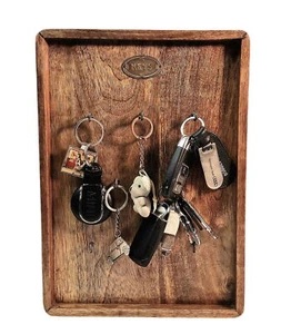 Wand Schlüsselsets Aufbewahrungsbrett 8 Haken Rustikal Mangoholz Landhausstil - Bild 1 von 6